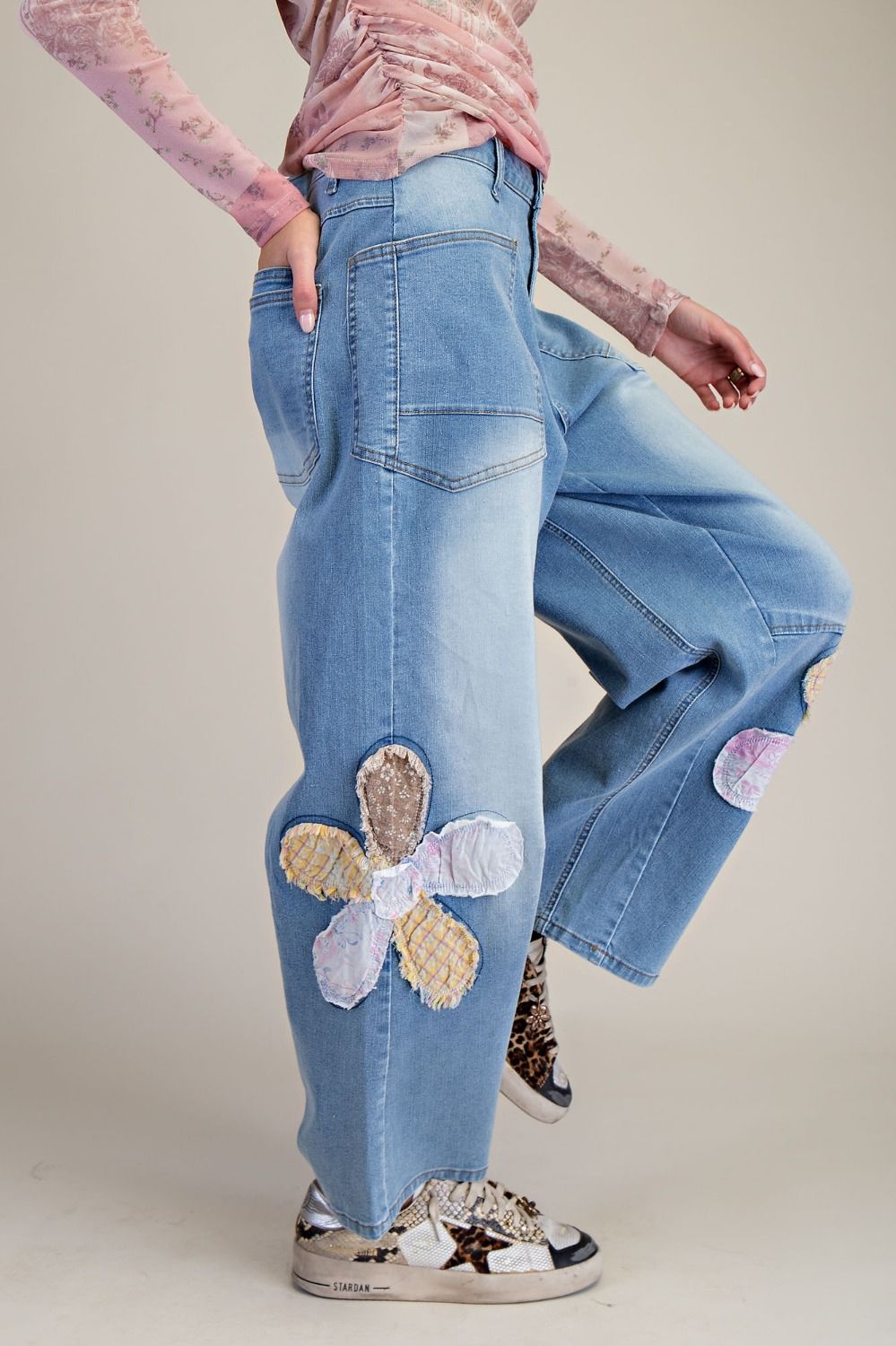 Flower Patches Washed Barrel Pants
