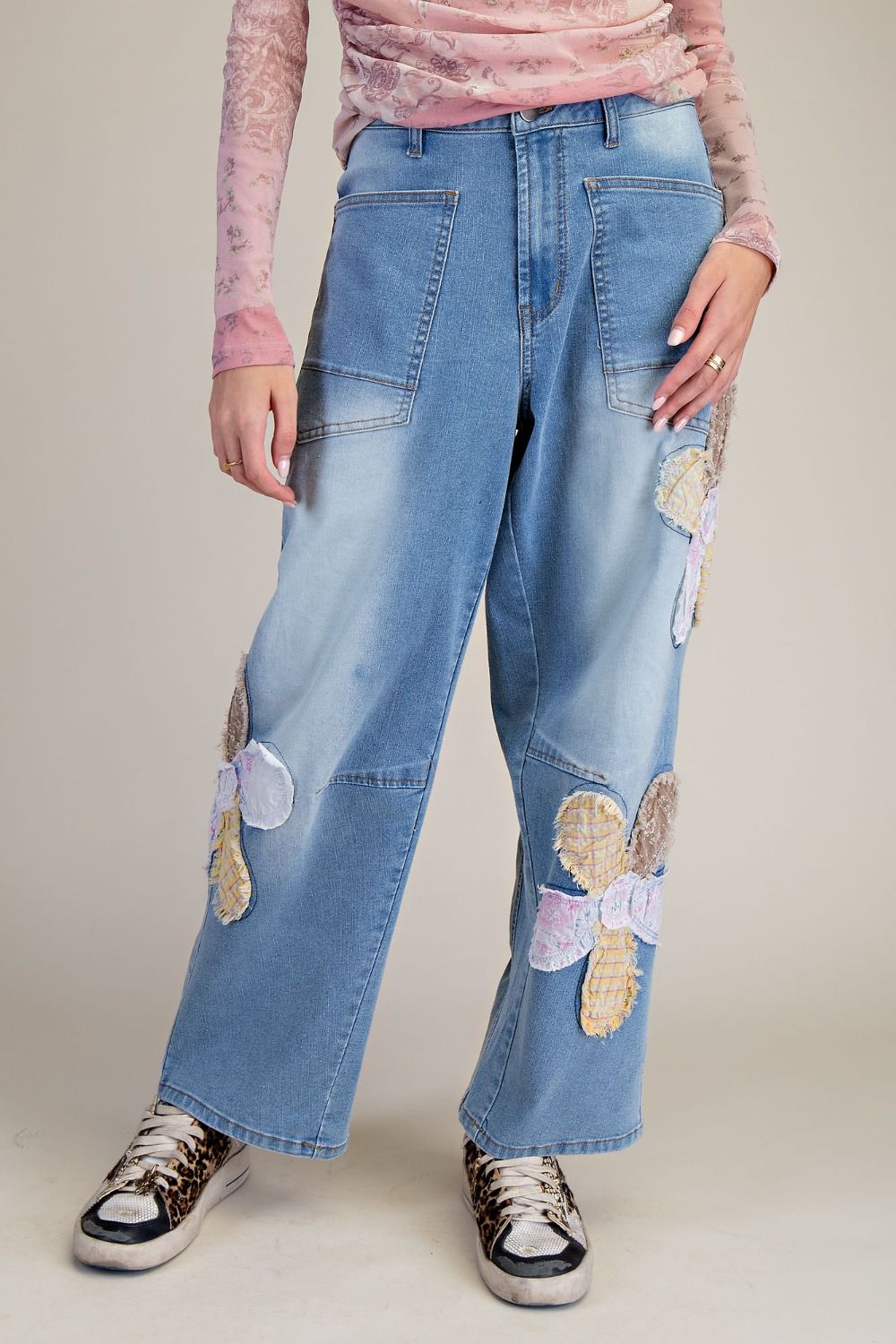 Flower Patches Washed Barrel Pants