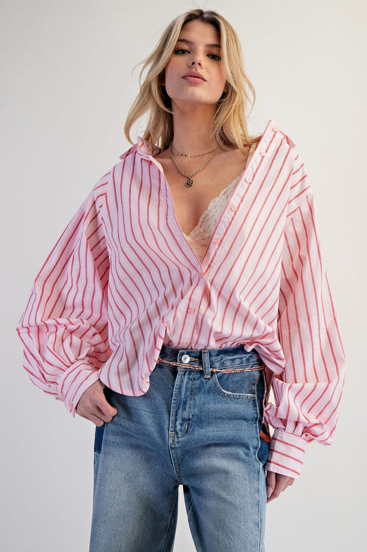 Striped Button Down Woven Shirt