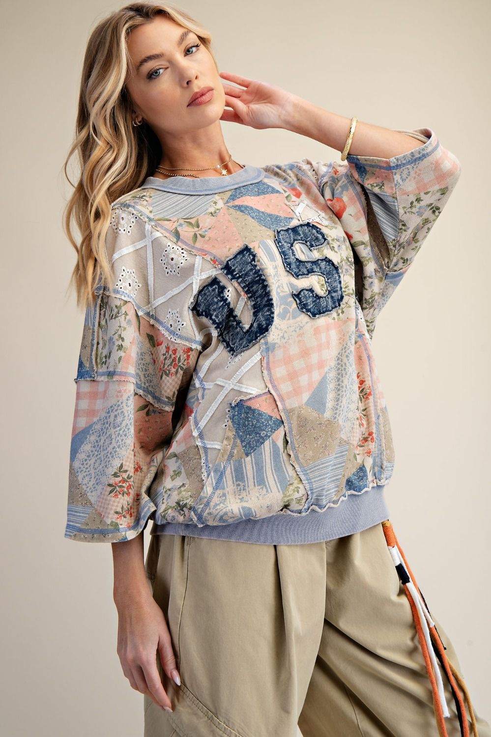 USA Patch Front Printed Washed Terry Pullover