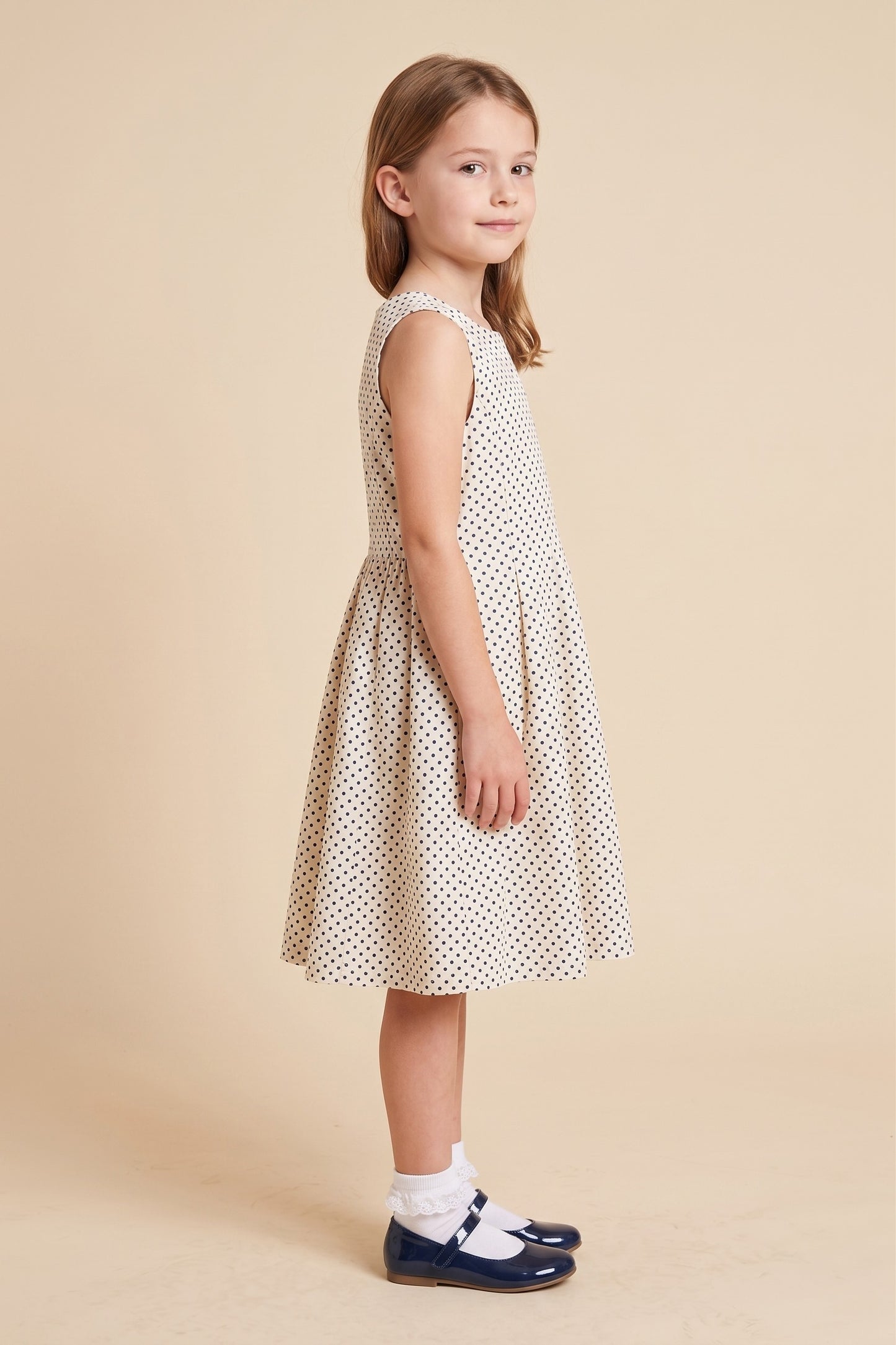 Girls Paneled Polka Dot Tank Dress