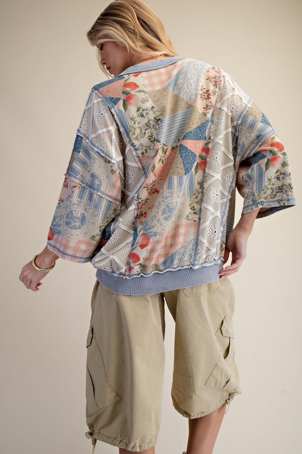 USA Patch Front Printed Washed Terry Pullover