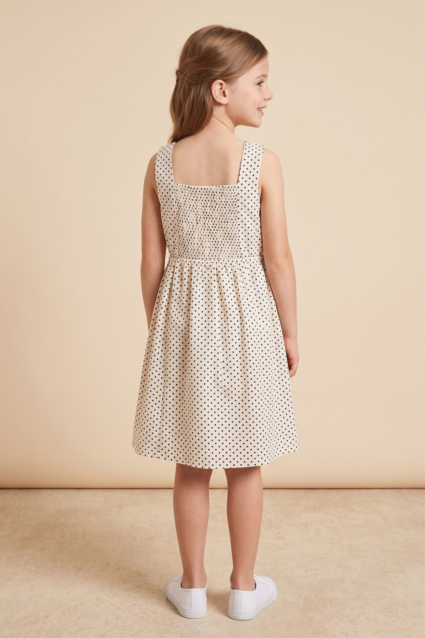 Girls Paneled Polka Dot Tank Dress