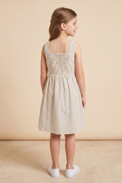 Girls Paneled Polka Dot Tank Dress