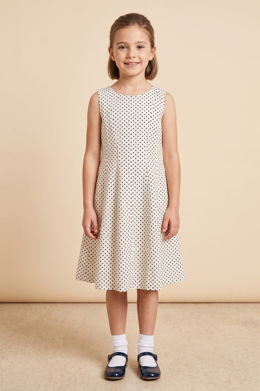 Girls Paneled Polka Dot Tank Dress