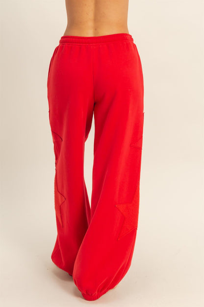 Star Patch Casual Drawstring Jogger Pants