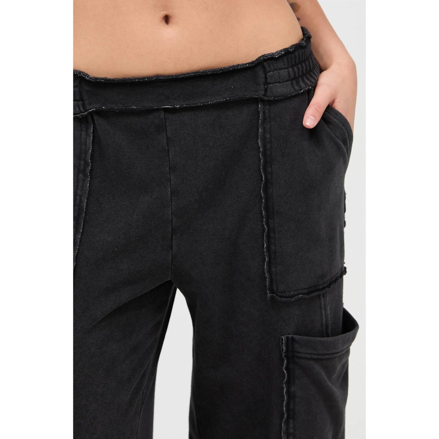 Mineral Wash Wide Leg Cargo Pants