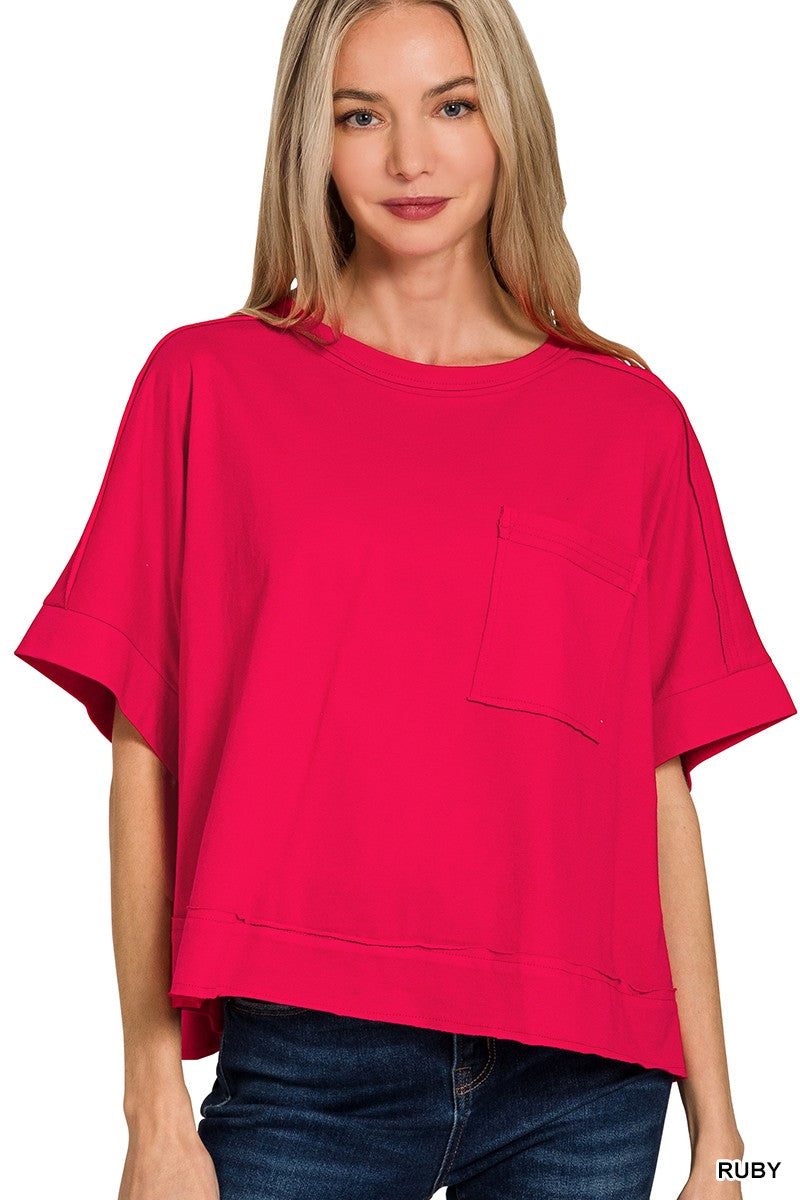 Exposed Seam Oversized Crop Box Tee