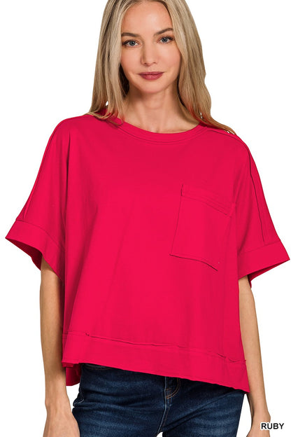 Exposed Seam Oversized Crop Box Tee