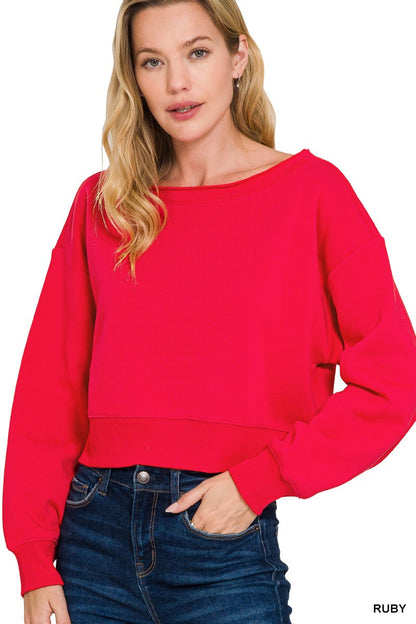 Fleece Boat-neck Pullover