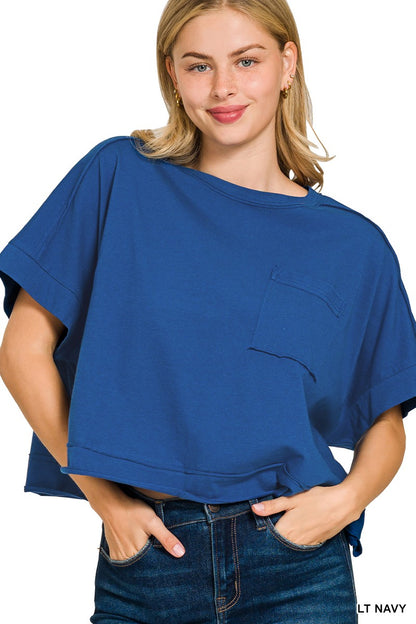 Exposed Seam Oversized Crop Box Tee