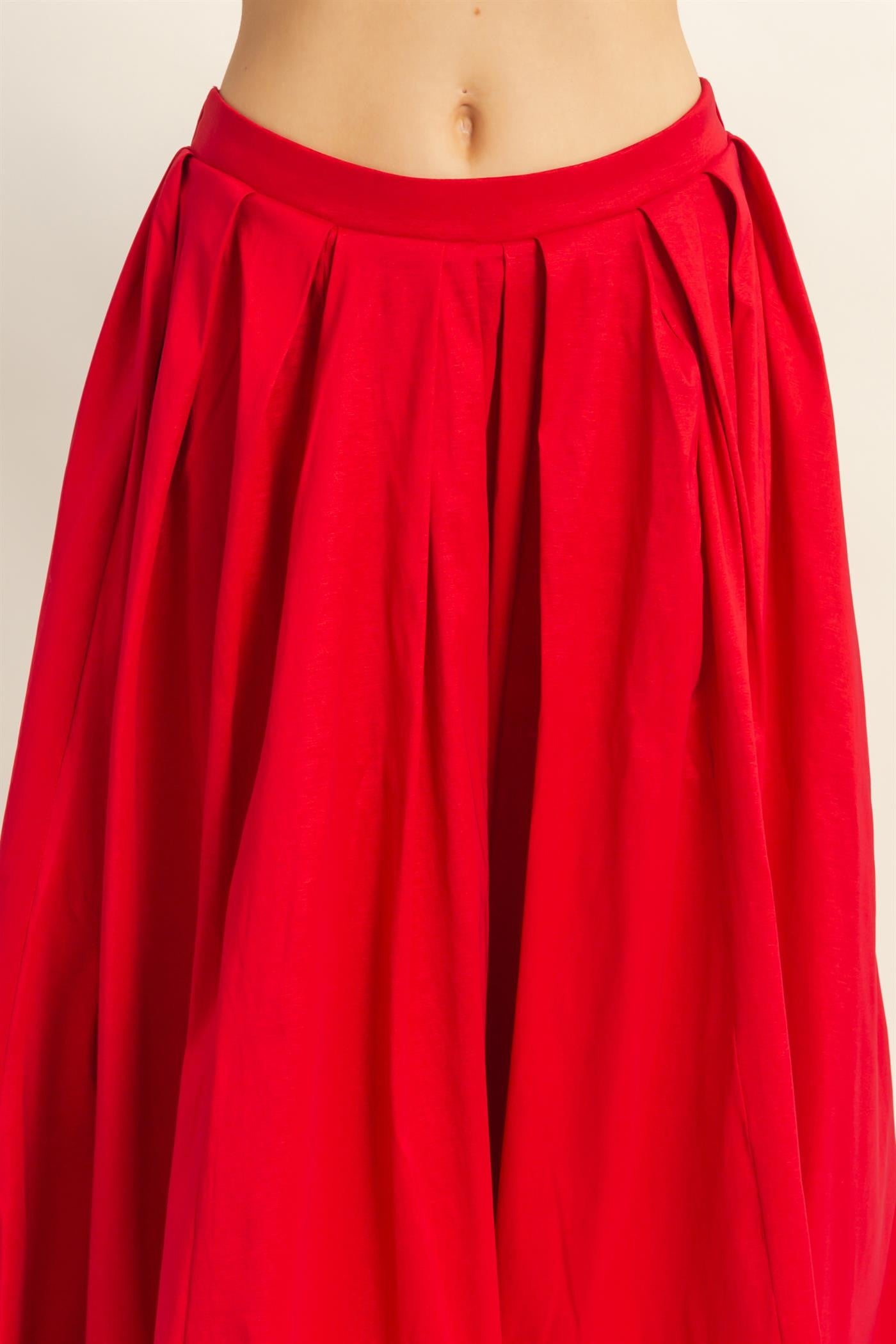 Classic Pleated A-line Midi Full Skirt