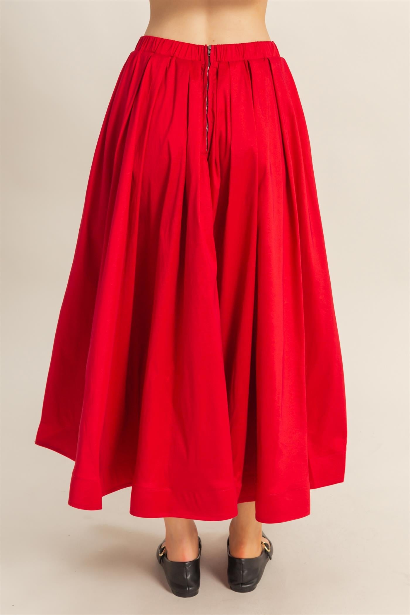 Classic Pleated A-line Midi Full Skirt