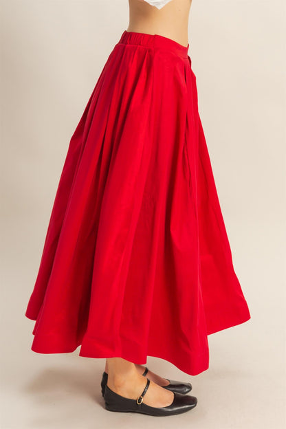 Classic Pleated A-line Midi Full Skirt