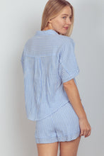 Cotton Gauze Striped Shirt Top & Shorts Set
