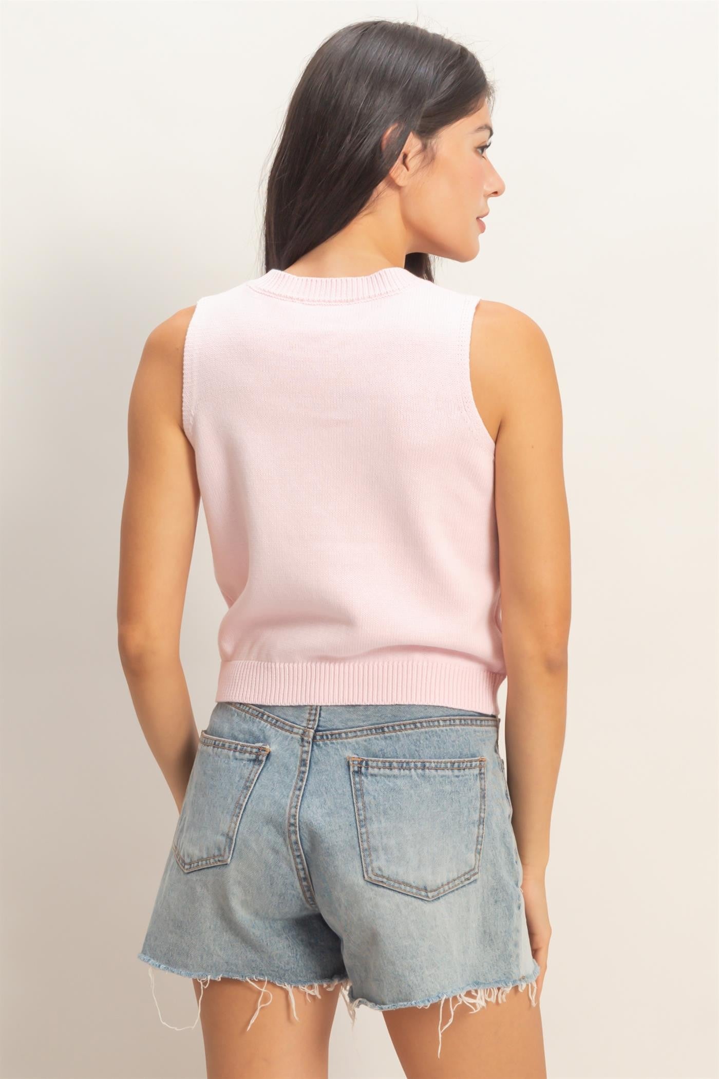 Strawberry Sleeveless Knit Top