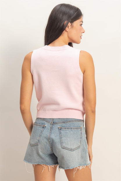 Strawberry Sleeveless Knit Top