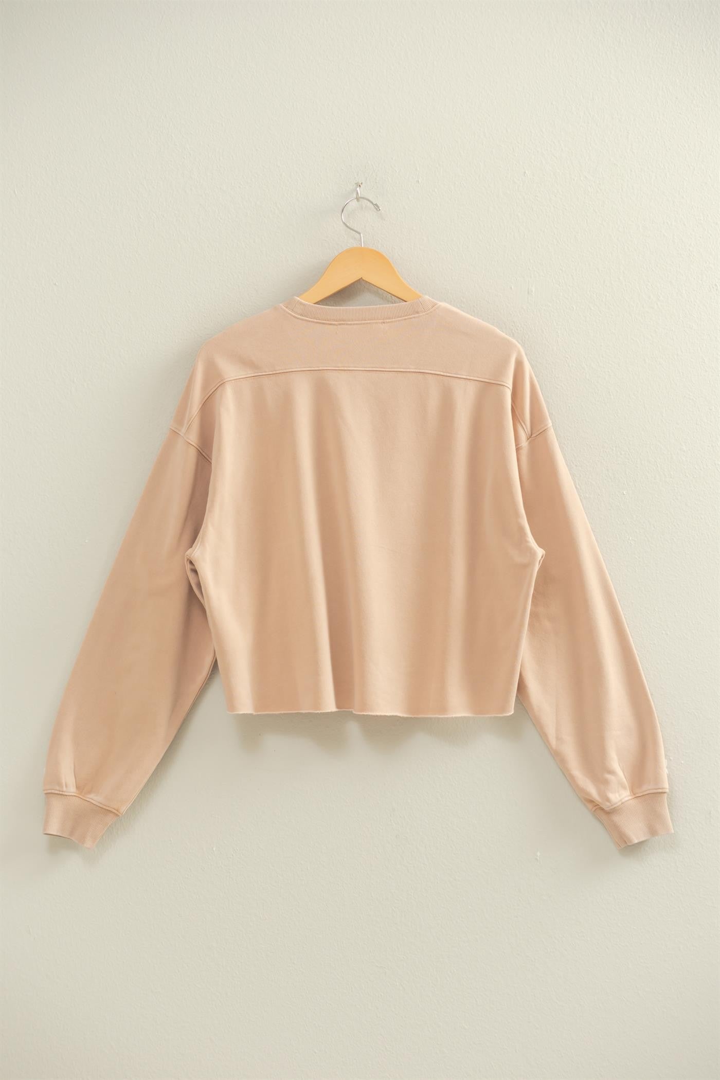 Cropped Crewneck Sweatshirt with Raw Hem