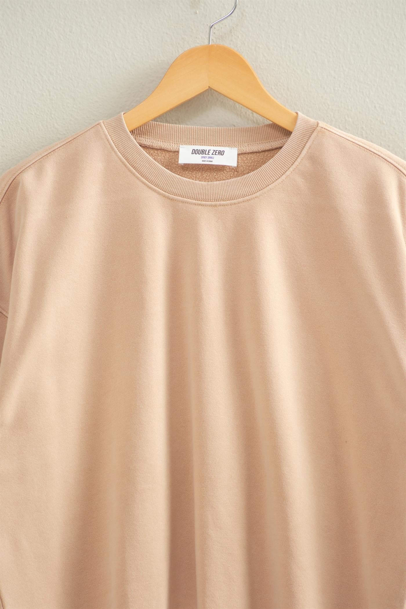 Cropped Crewneck Sweatshirt with Raw Hem