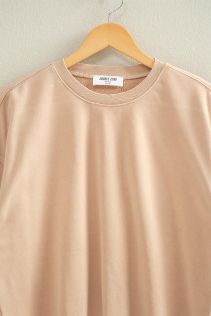 Cropped Crewneck Sweatshirt with Raw Hem