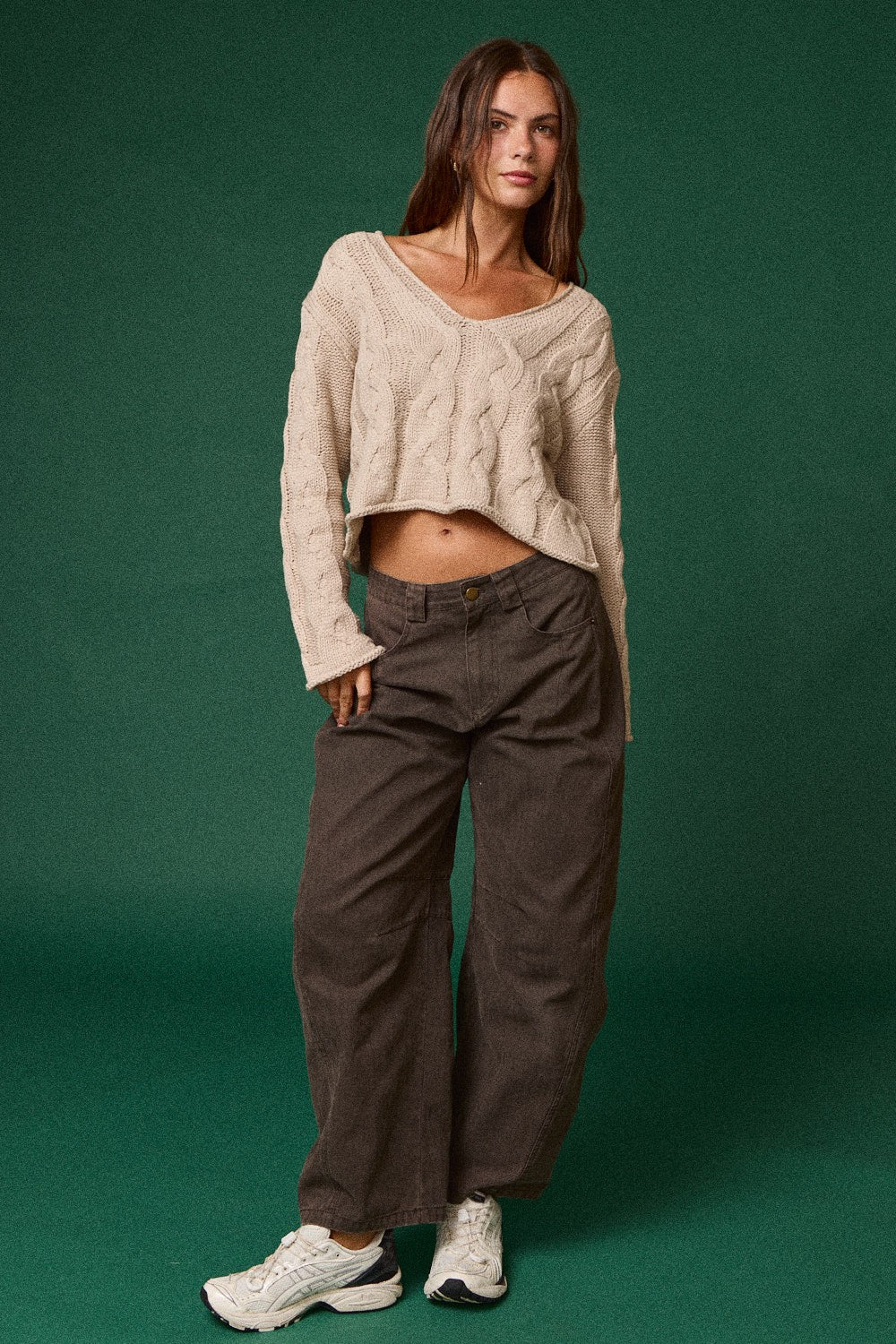 Cable Knit Cropped Sweater