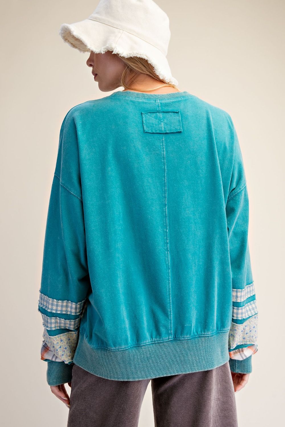 Mixed Patch Washed Terry Pullover
