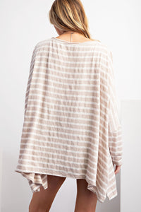 Twisted Neck Oversized Striped Top