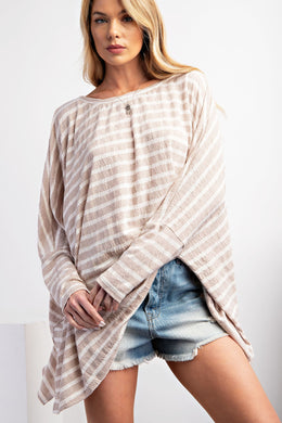 Twisted Neck Oversized Striped Top