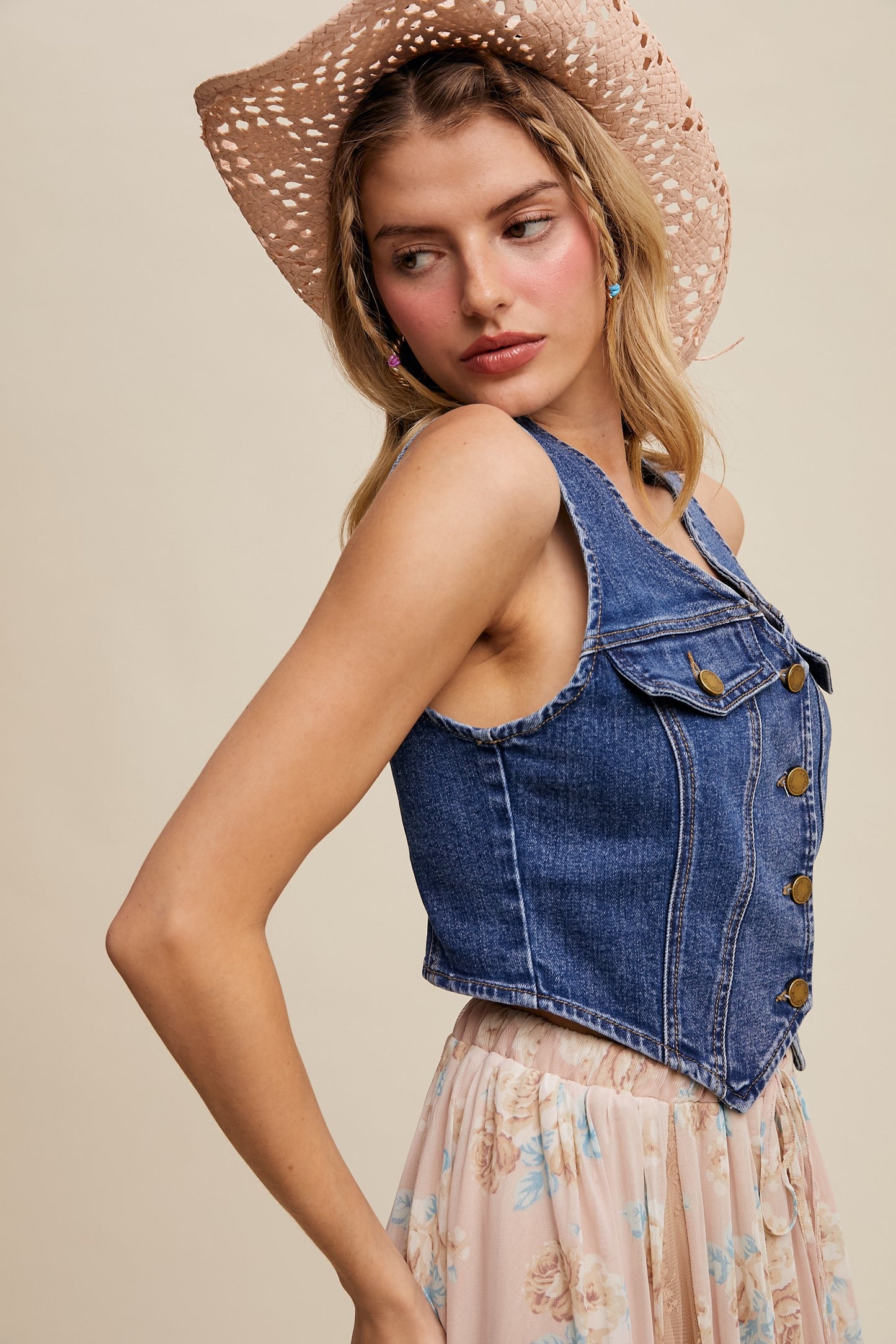 Vintage-Inspired Denim Vest