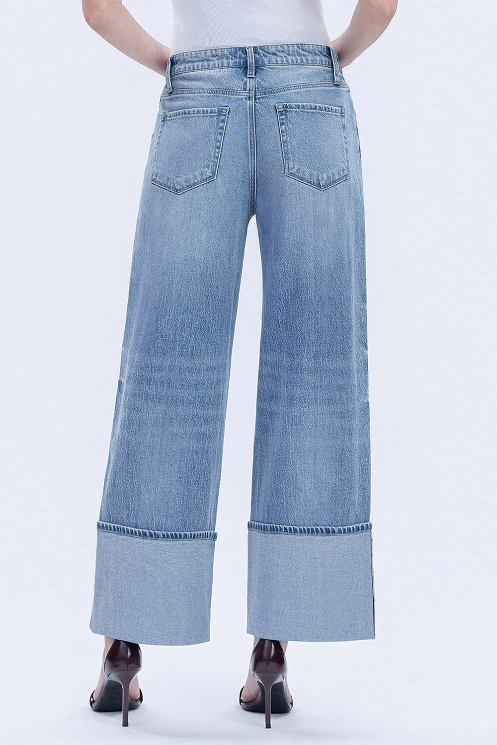 High Rise Cuffed Wide Leg Jeans Vervet