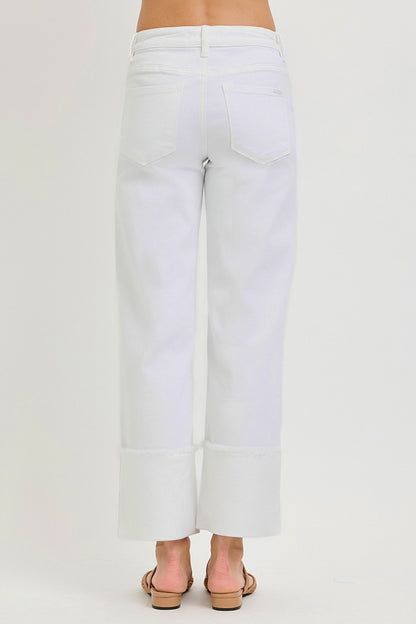 Tummy Control Mid Rise Crop Wide Wide Cuffed by Risen