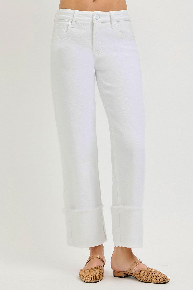 Tummy Control Mid Rise Crop Wide Wide Cuffed by Risen