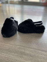 Youth Black Furry Slip-on Shoes