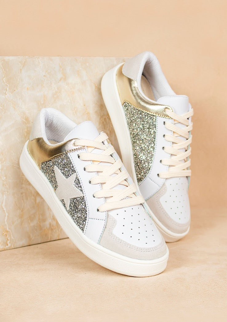 Metallic and Glitter Star Sneakers