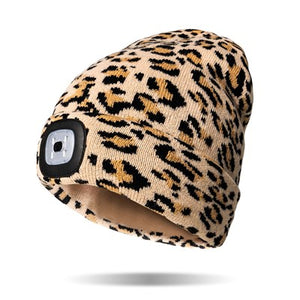 Leopard Print Rechargeable LED Beanies