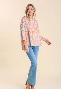 Pastel Mixed Print Top
