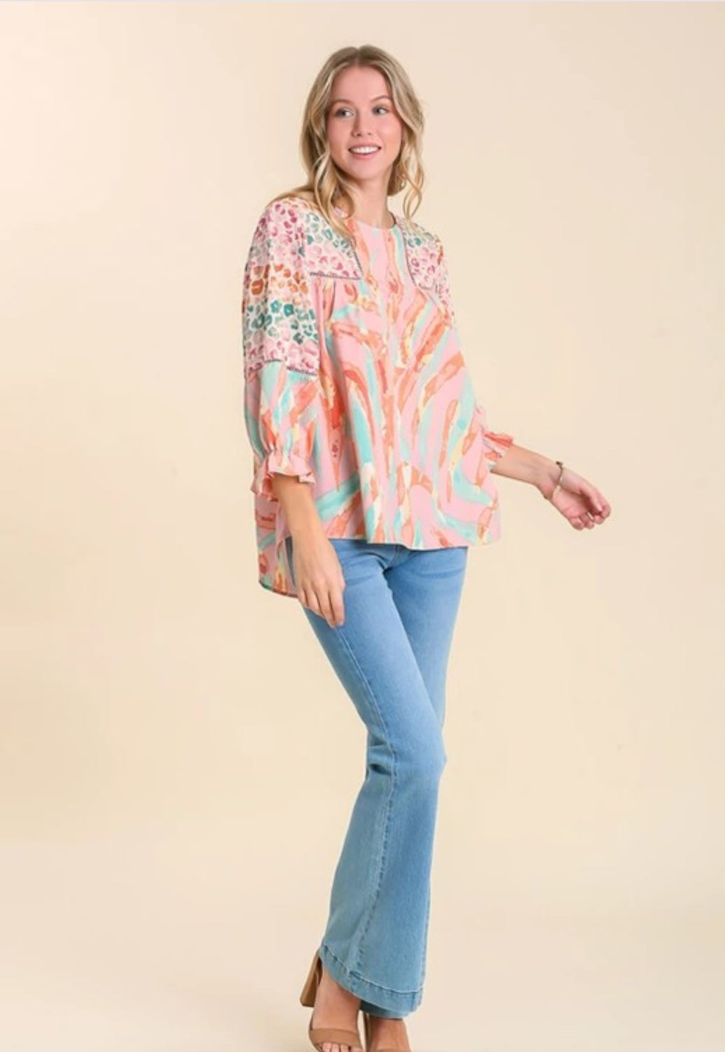 Pastel Mixed Print Top