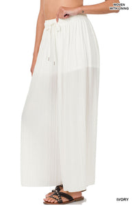 Off White Pleated Wide Leg Pants