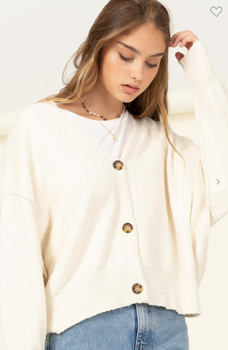 Cozy Ivory Button Up Cardigan