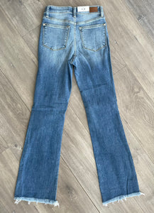High Waist Patched Boot Cut Jeans