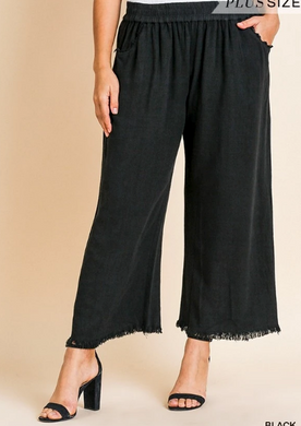 Black Linen Wide Leg Pants