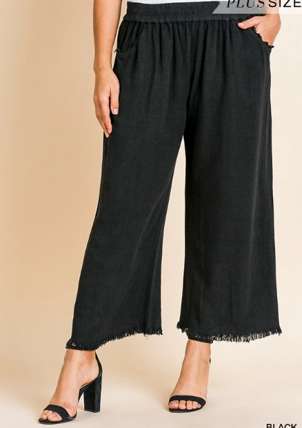Black Linen Wide Leg Pants