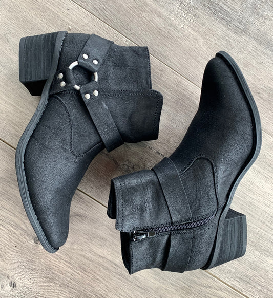 Black Buckle Ankle Boot