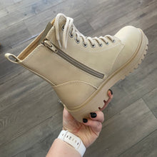 Beige Platform Combat Boots