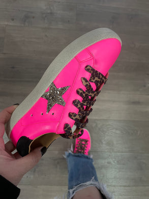 Neon Pink Star Sneakers