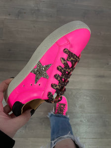 Rhinestone Sneakers - Neon Pink