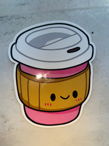 Pink Coffee Cup Sticker
