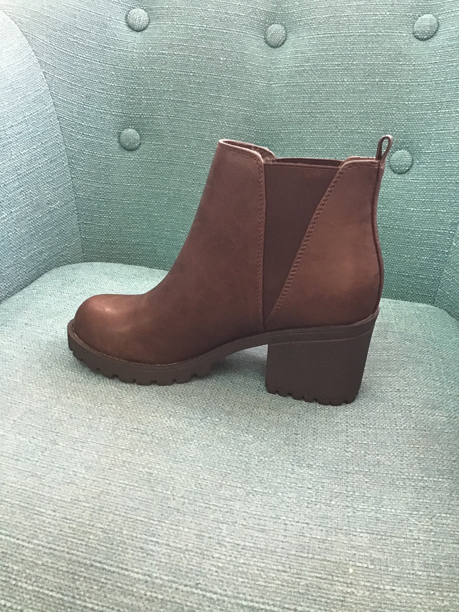 brown slip on booties