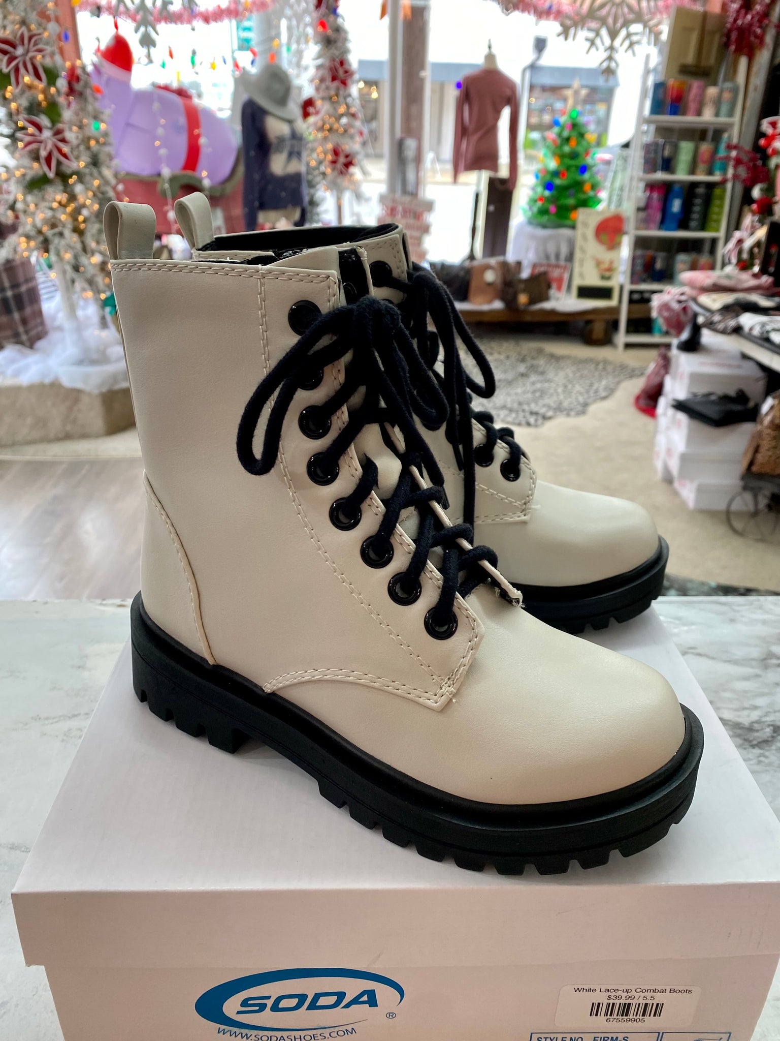 Combat boots white best sale laces
