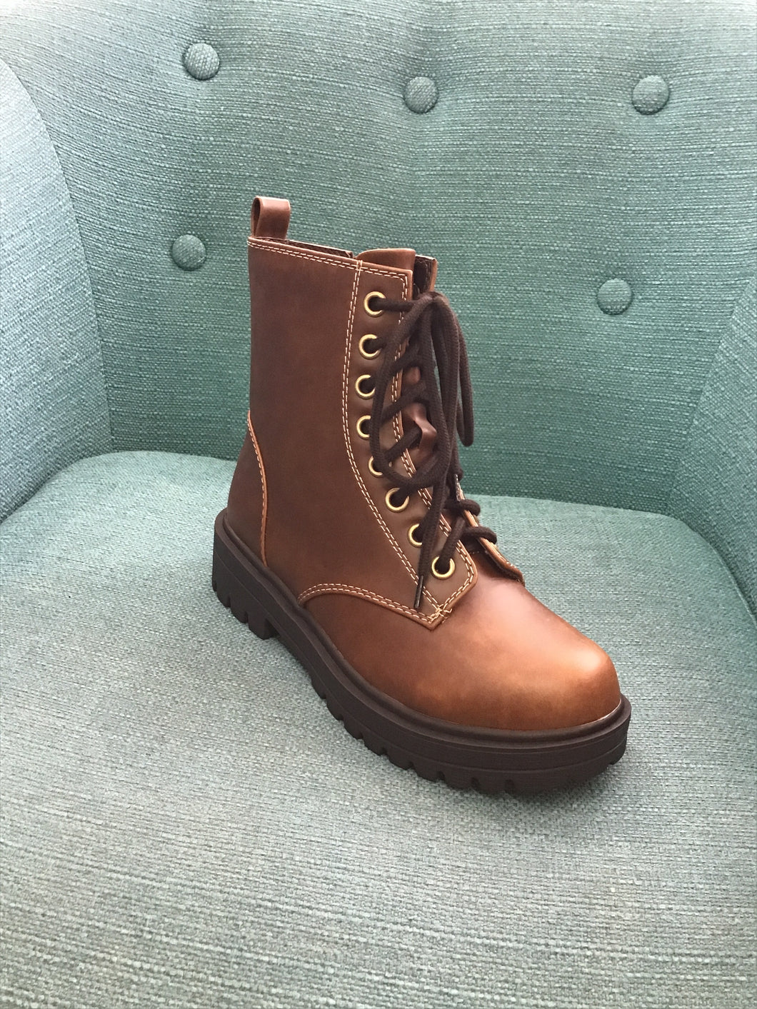 Brown Lace-up Combat Boots